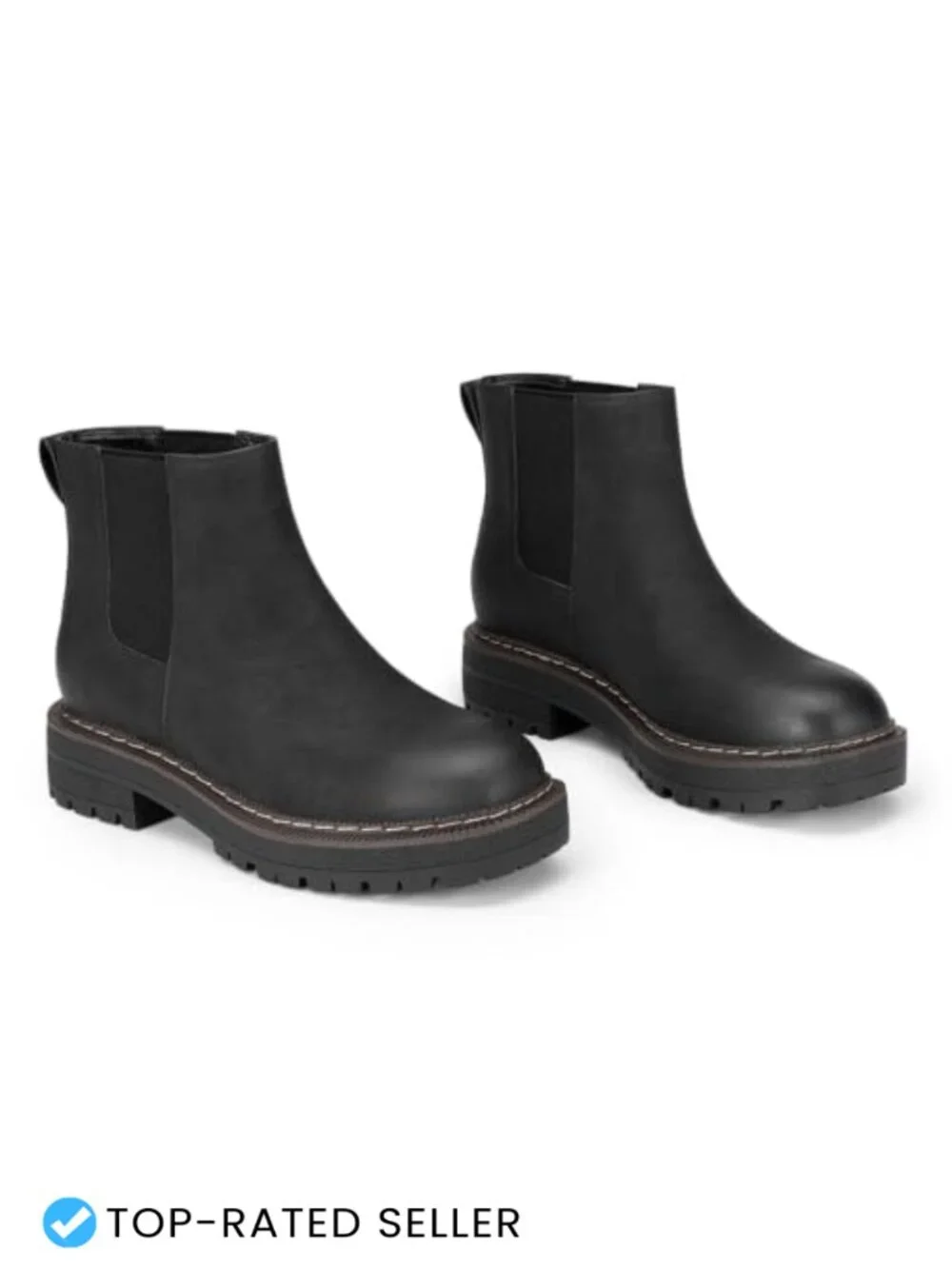 Slip on Platform Chelsea Ankle Boots, 1.57-Inch Chunky Low Heel, Non-Slip Lug